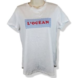 Womens Banana Republic Supima Cotton L'Ocean Summer White Tee Shirt Top Size XS